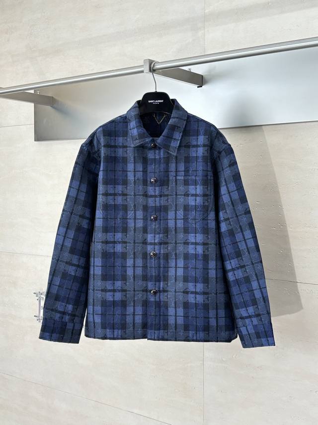LV Louis Ss26 New Plaid Jacquard Denim Shirt Jacket Made from a high-count blend