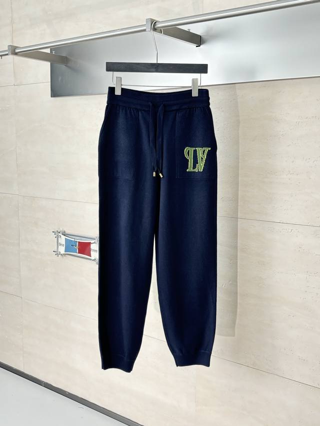 LV Louis Vuitton Fw25 Autumn/Winter New Cotton-Wool Blend Knitted Casual Trouser