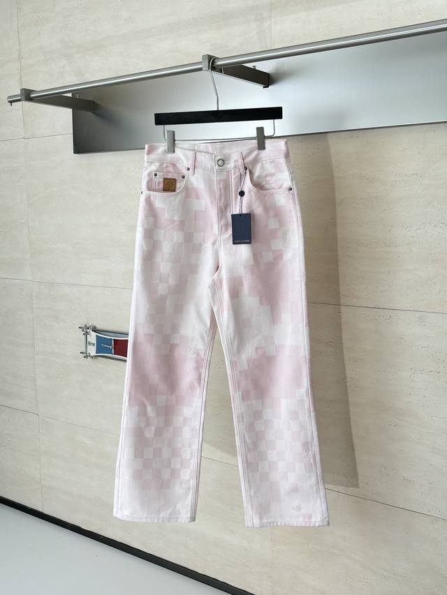 LV Louis Vuitton 25 New Colorway Checkered Mosaic Straight Leg Jeans These jeans