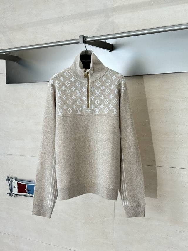 LV Louis Vuitton Fall/Winter Ski Collection Ribbed Sheep Wool Half-Zip Pullover