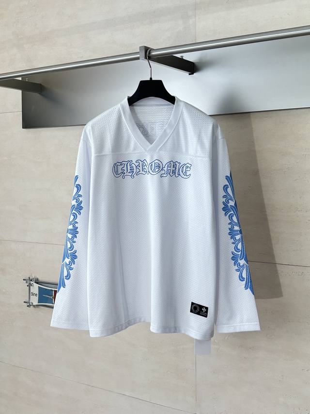 Chrome Heart* Chrome Hearts Sanskrit Print Mesh Hockey Long-Sleeve Shirt Yb Open