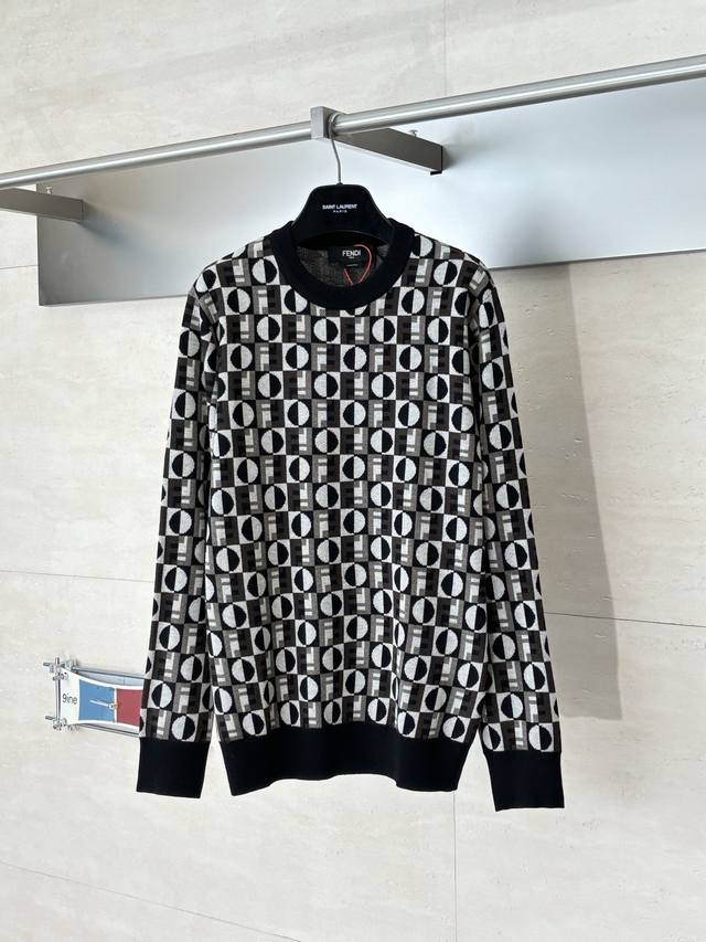 Fend* Fendi All-over Print Optical Jacquard Knitted Pullover Sweater Custom-made