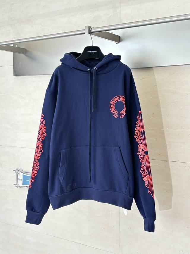 Chrome Hearts* Horseshoe Print Hooded Sweatshirt Made of Australian Soft Satin T