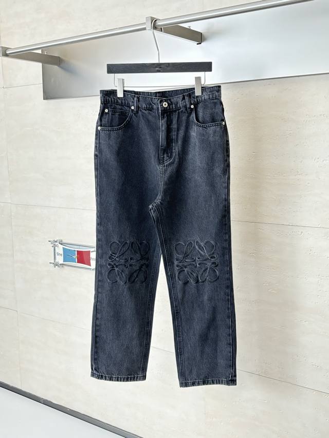 Loew* Embroidered Washed Distressed Denim Jeans . The fabric is 12 oz 7x7 twill