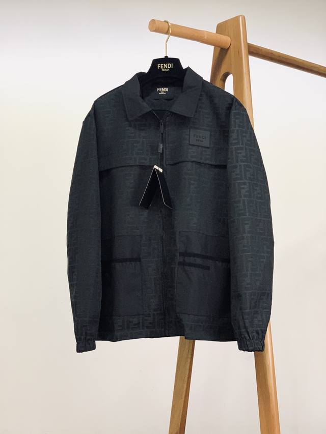 Fendi 2025Fw Autumn/Winter New Arrival - Dark Pattern Jacket. The deep black bas