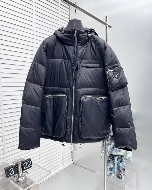 prad*2025Ss New Winter Zippered Large Pocket Down Jacket ( ). Filled with standa