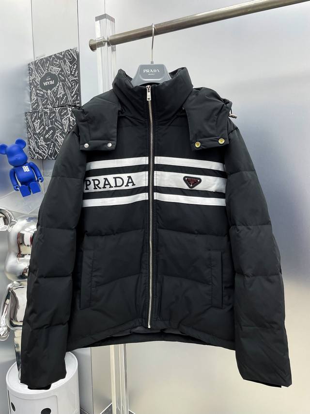 pra Prada detachable hood 2025 Autumn/Winter new style woven ribbon splicing met