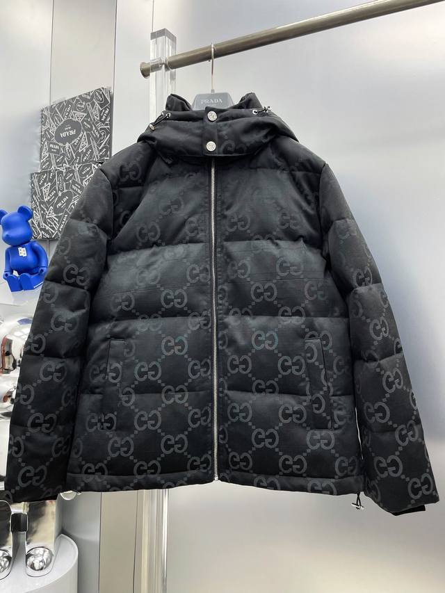 Gu*Gu 2025 Autumn/Winter New All-over Print Gg Letter Jacquard Denim Down Jacket