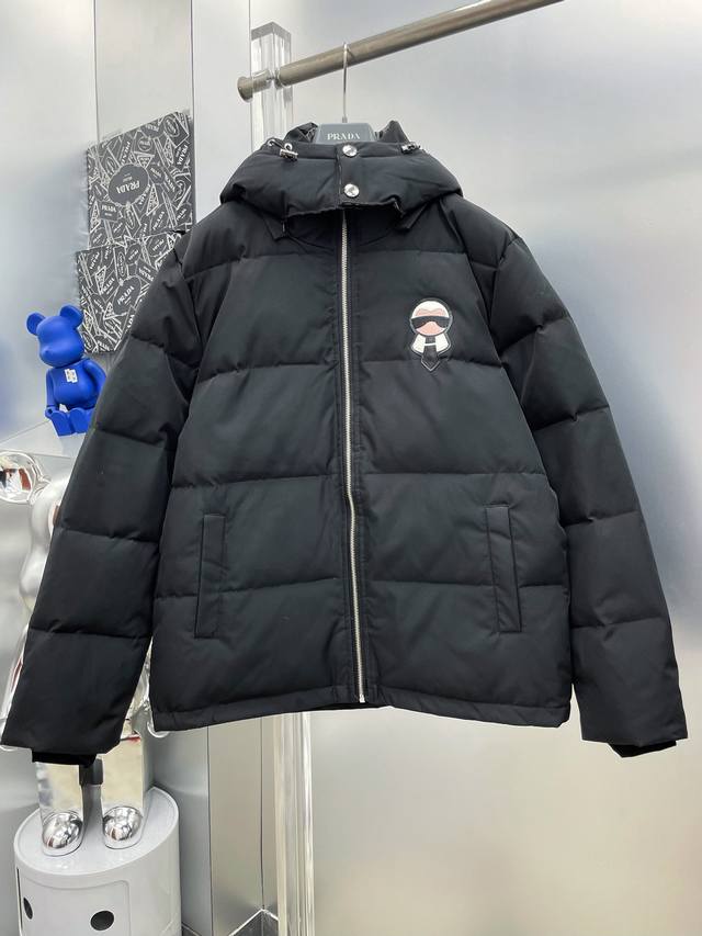 Fen*Fendi 2025 Autumn/Winter New Karl Lagerfeld Logo Down Jacket Hooded Outerwea