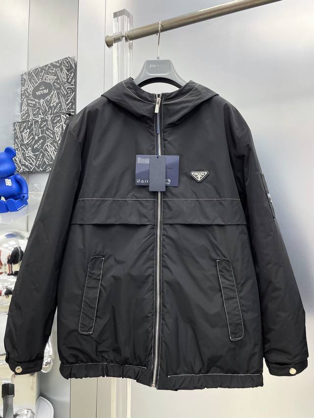 pra*Prada 2025 Winter New Style Stitched Logo Print Letter Down Cotton Jacket Ho