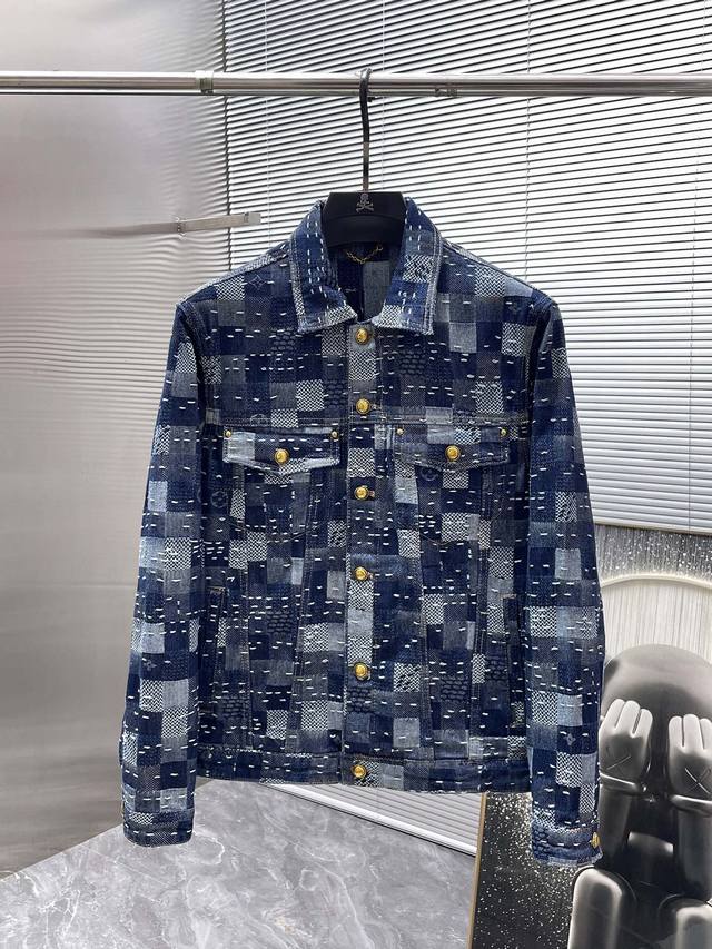 Louis Vuitton LV 2025 New Collared Denim Jacket, High-End Version! Custom-made