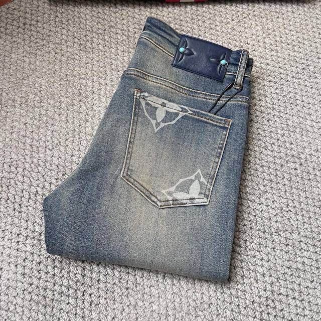 Lv''New Autumn/Winter Men's Jeans: Selected imported denim fabric, heavy-duty en