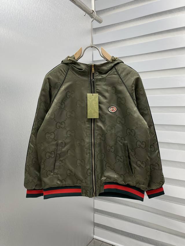 Gu 2025 Winter New Zipper Printed Letter Down Cotton Jacket Hooded Coat D Runway