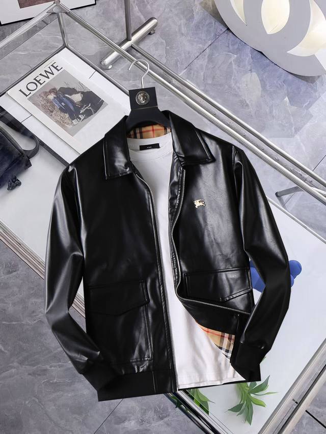 Burberry 2025 Spring/Autumn New Leather Jacket, runway new arrival, in perfect
