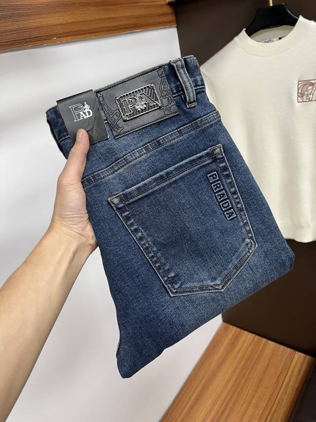 Prada 2025 Autumn New Arrival European Style Men's Business Casual Jeans. When