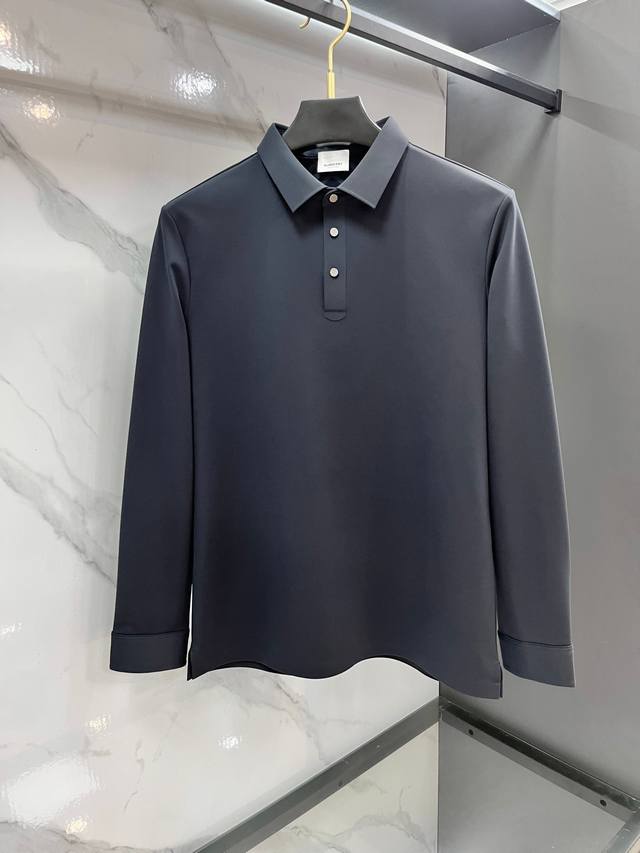 Burberry High-End Fleece-Lined Lapel Business Casual Long-Sleeved Base Shirt 202