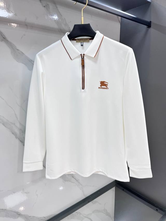 Burberry boutique new autumn long-sleeved polo shirt, high-end custom high-qual