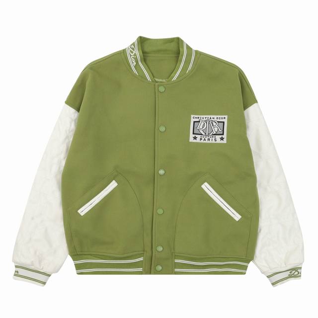Dior Letter Embroidery Patchwork Baseball Jacket Warm Reminder: Hand washing or