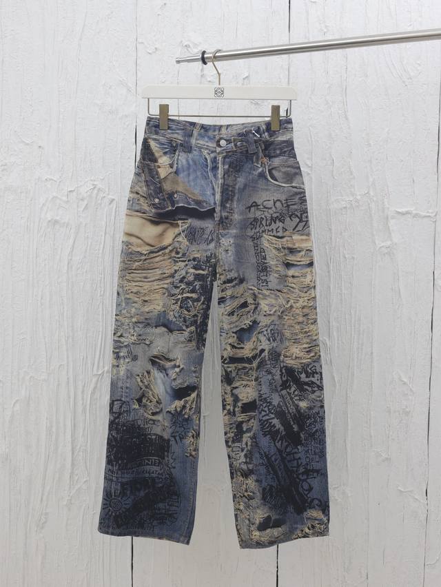 In Stock Acne Studios* 25Ss 3D Printed Graffiti Jeans Graffiti print design, pe
