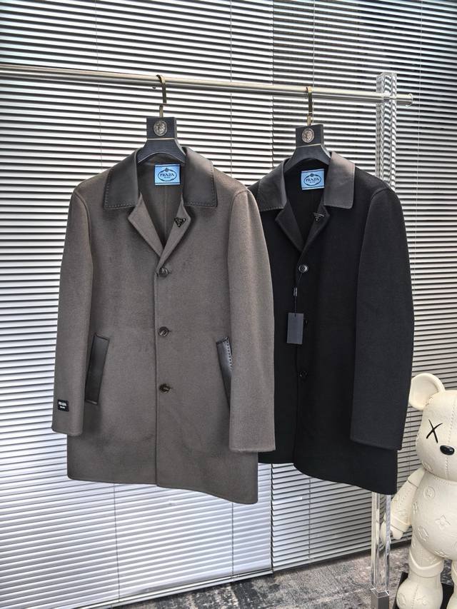 Prada 2380 New Original Men's Wool Double-faced Coat, 100% Sheep Wool. Long woo