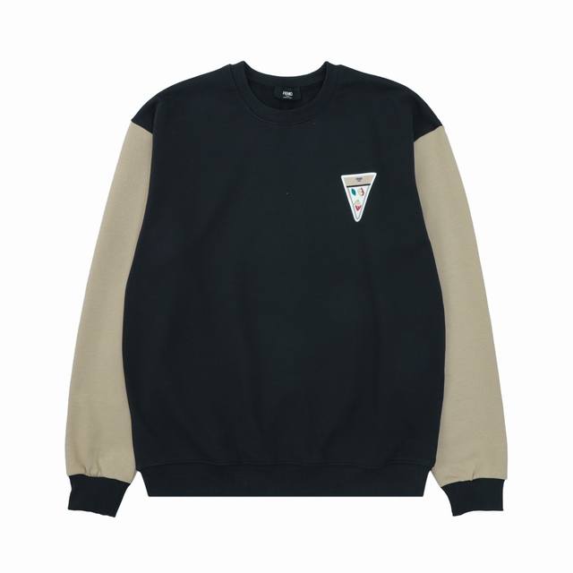 Fendi Inverted Triangle Fun Print Patchwork Cotton Sweatshirt for Couples ( ) Si