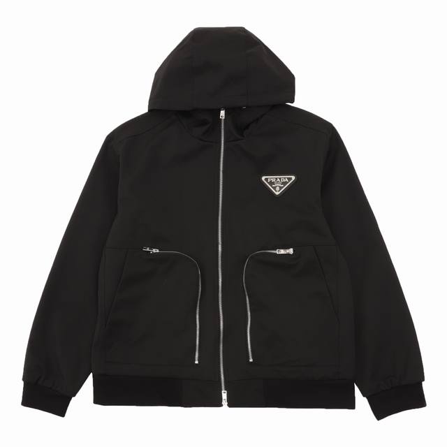 Prada Triangle Logo Zipper Hooded Jacket Size: Xs-L