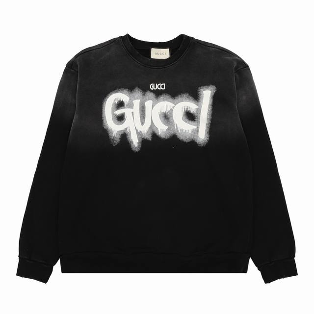 Gucci Washed Hand-Painted Letter Crew Neck Sweatshirt ( ) Size: Xs-L ( )