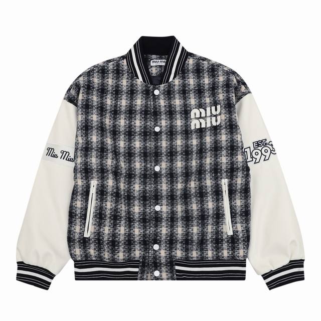 Miumiu Applique Embroidered Baseball Jacket Warm Reminder: Hand washing or dry c