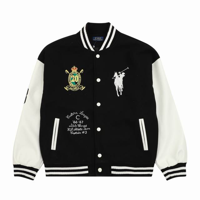 Ralph Lauren Equestrian Logo Embroidered Baseball Jacket Warm Reminder: Hand was