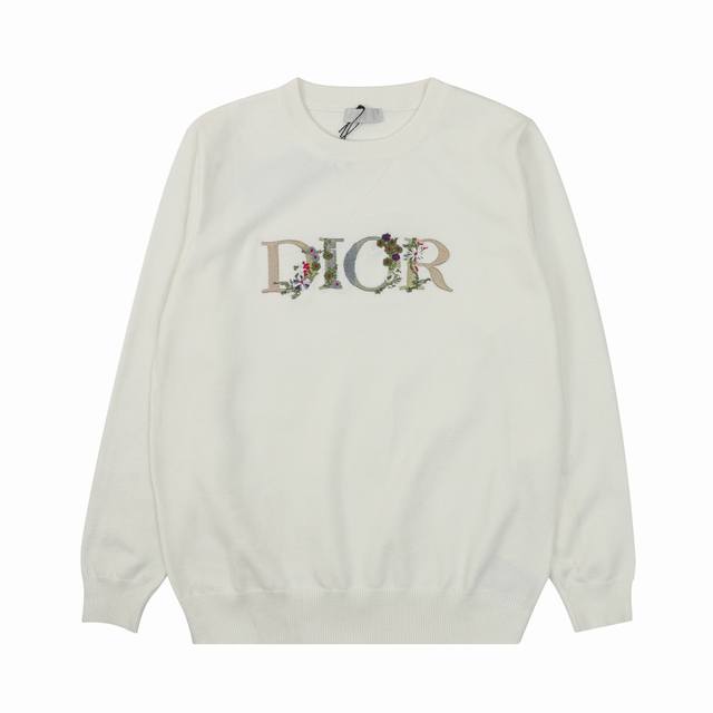 Dior floral embroidered knit pullover sweater Size: SL