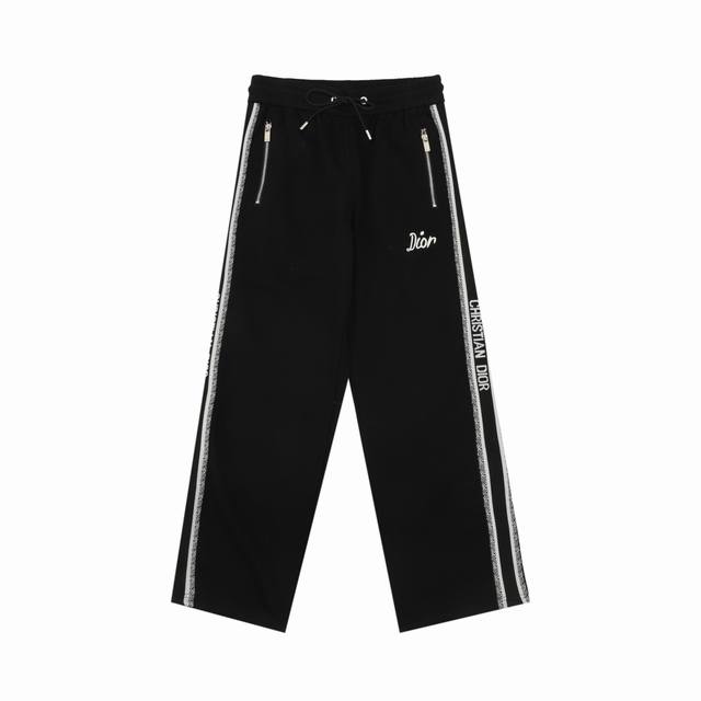 Dior Embroidered Letter Ribbon Terry Cotton Unisex Casual Sports Pants ( ) Size