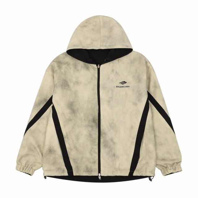 Balenciaga patchwork embroidered washed double-sided leather jacket. Sizes: Xs-L