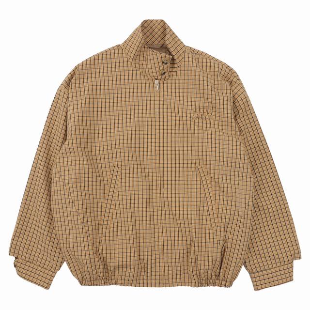 Miumiu Color Block Plaid Stand Collar Zipper Jacket Size:SL