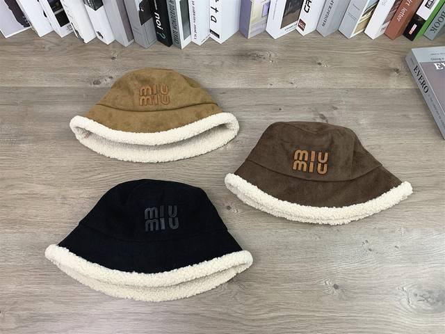 9934##Miumiu Fisherman Hat Casual Bucket Hat Unisex Versatile Hat# One Size Colo