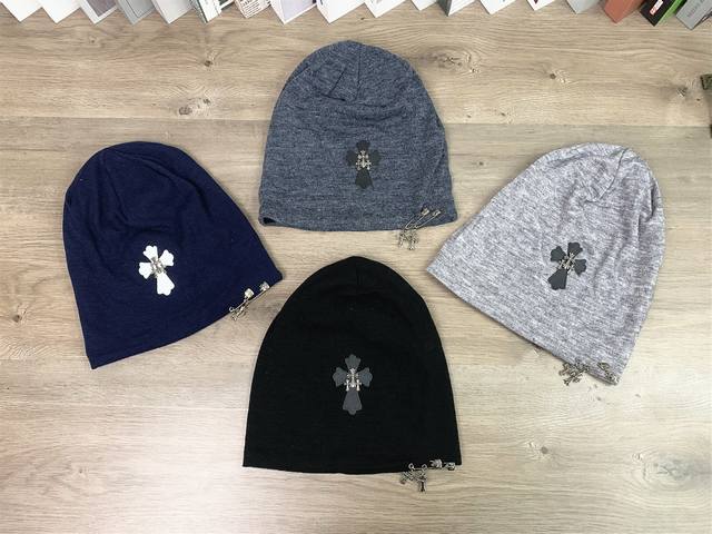 9902##Chrome Hearts Straight Brim Thin Knit Hat Autumn Winter Wool Hat High Stre