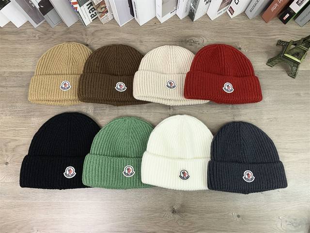9898##Moncler Knitted Hat, Autumn/Winter Beanie, Unisex Casual Style, Versatile