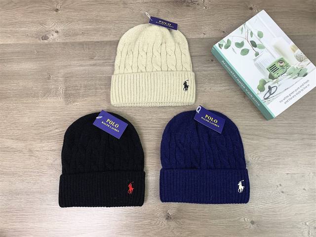 9892##polo side logo embroidered knit hat, autumn/winter beanie, unisex beanie#