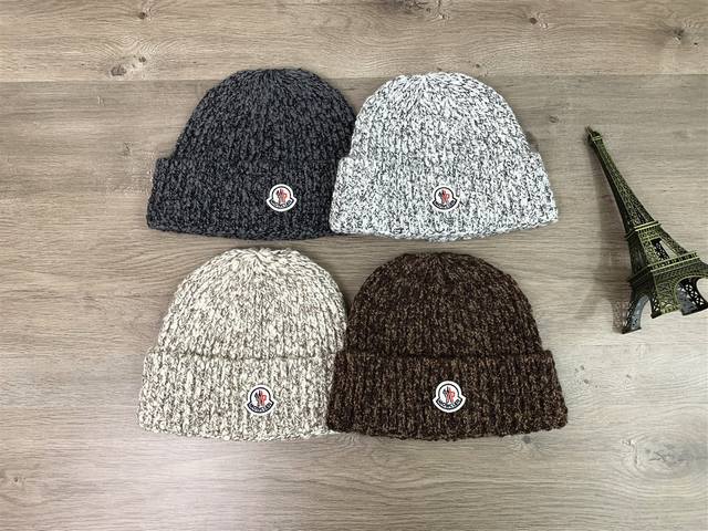 9891##Moncler Knitted Casual Beanie Autumn Winter Unisex Face-Slimming Wool Hat