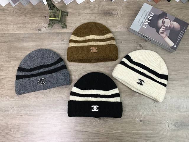 9887##Chanel Knit Hat, Autumn/Winter Beanie, Casual, Versatile, Small Face Beani
