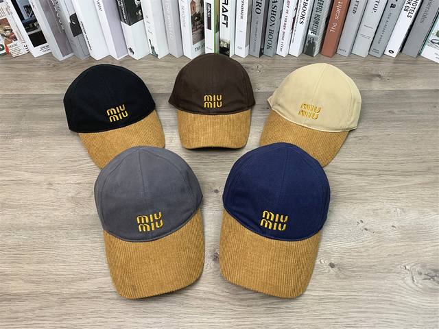 9866##Miu Miu Color Block Soft Top Baseball Cap, Casual, Unisex, Face-Slimming,