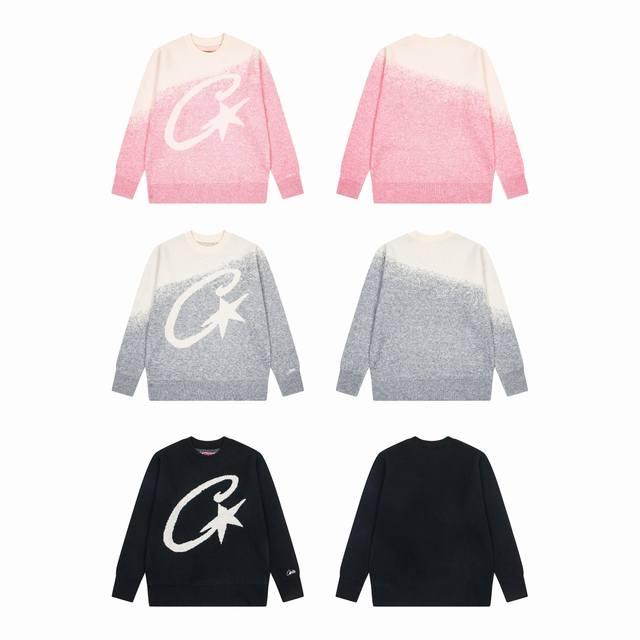 C312# Corteiz Devil's Island Letter Embroidery Street Style Crew Neck Casual Kni