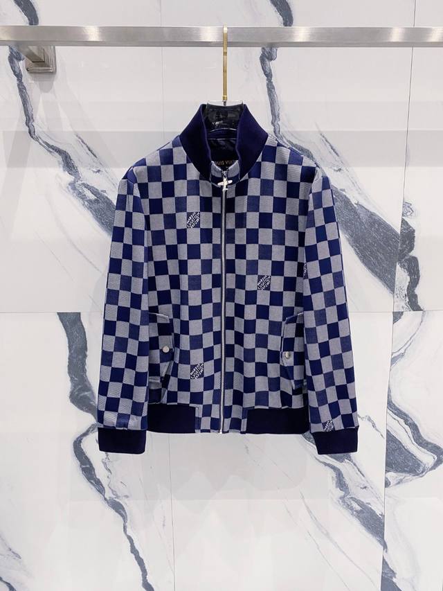 2025Ss Autumn/Winter New Arrival LV Jacquard Checkered Jacket. Custom-made fabri