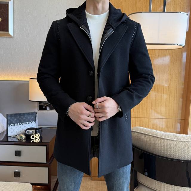 High Discount! LV 2025 Autumn/Winter New Men's Double-Sided Cashmere Overcoat.