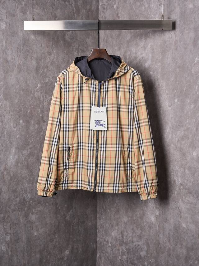 Actual item: Burberry classic check stripe logo reversible hooded jacket ( ) In