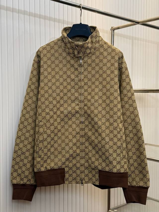 Gucci Classic Double G Embroidered Canvas Bomber Jacket Size: M-3XL