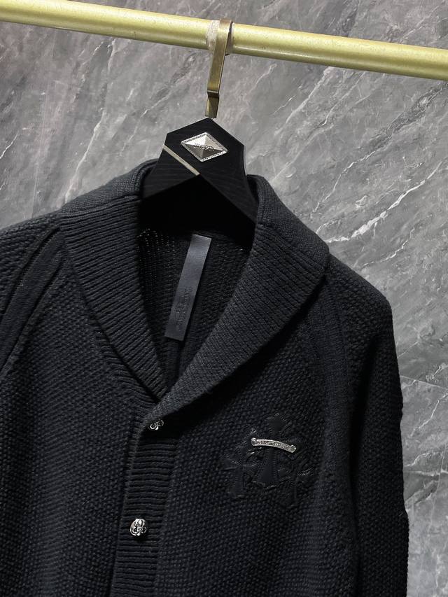 8858# New Arrival! Chrome Hearts Sweater Series Banana Collar Wool and Leather T