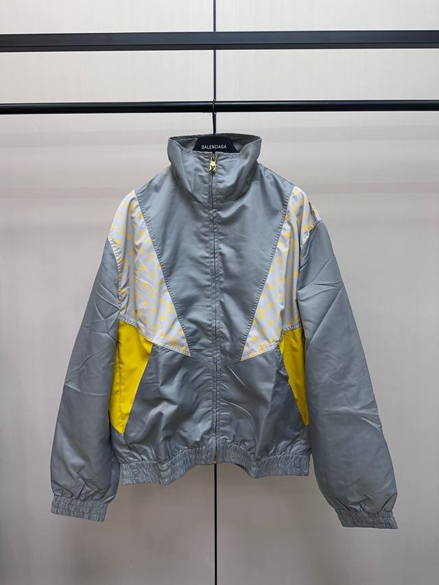 Louis Vuitton Yellow and Grey Patchwork Technical Fabric Jacket Made of nylon fa