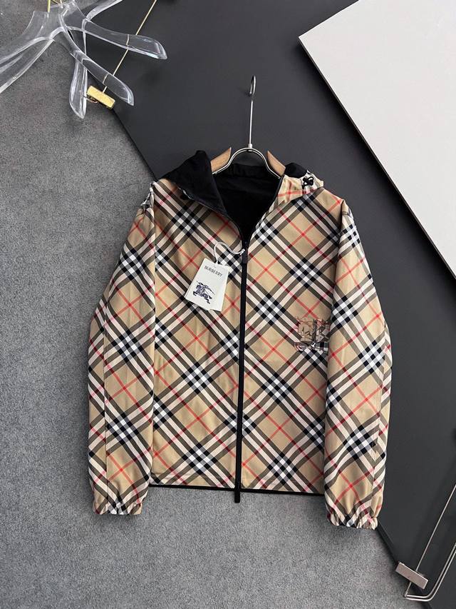 New Burberry Reversible Check Jacket. This lightweight twill jacket not only in