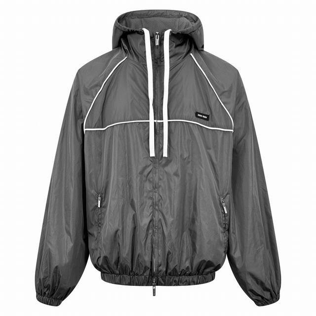 Exclusive Supply: Miumiu Zip-Up Hooded Jacket in Grey. Developed from the origin