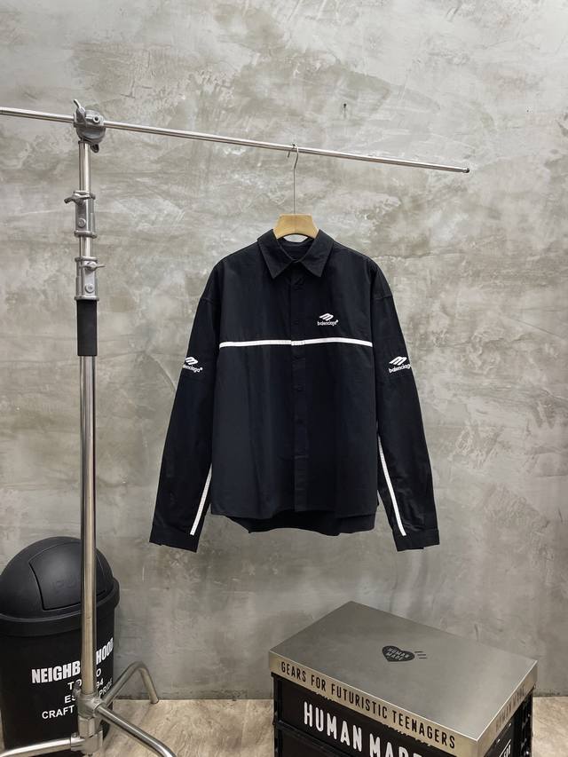 Style No. #S606 Balenciaga Blcg 25Ss 3B White Striped Embroidered Long-Sleeve S